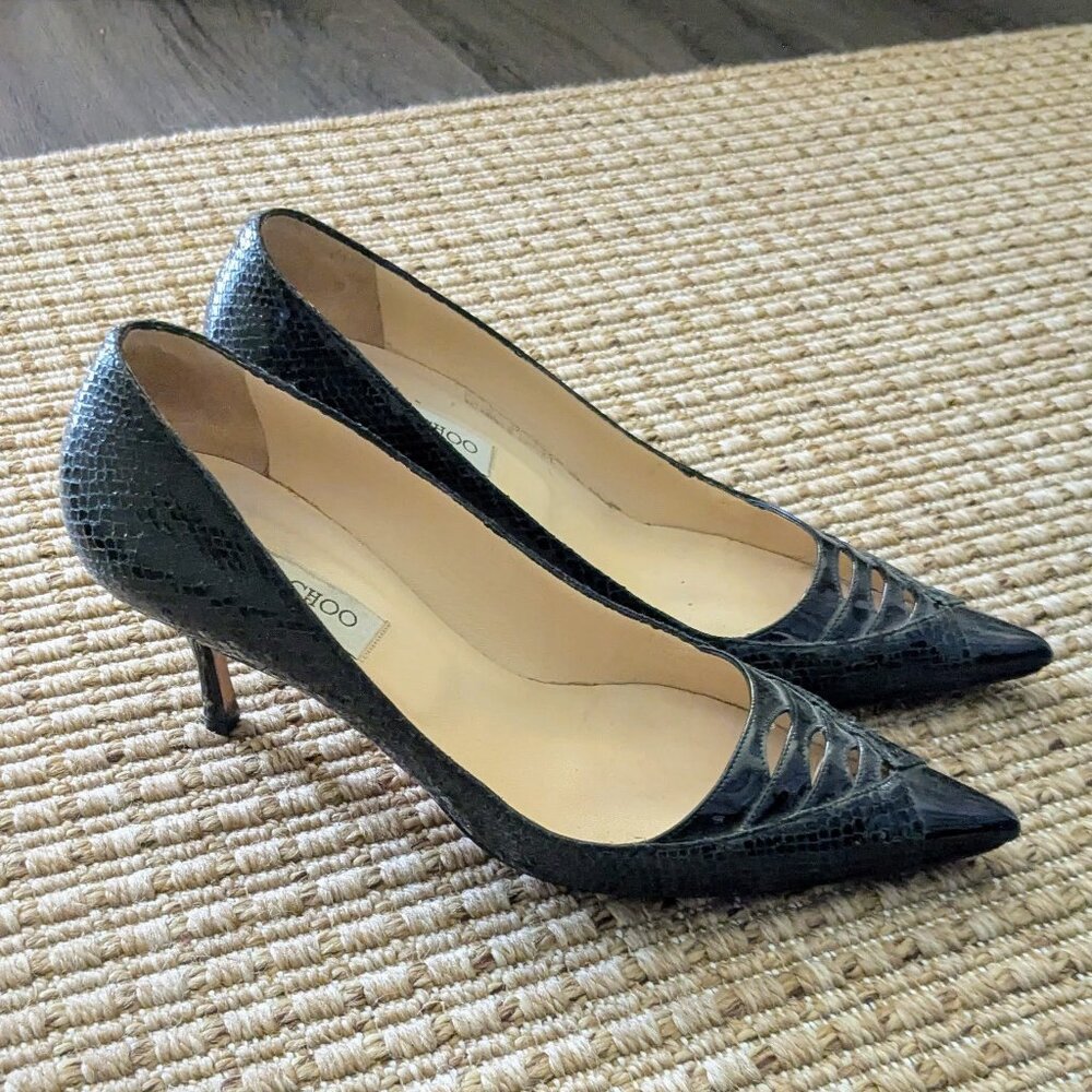 SOLD Jimmy Choo Patent Leather Animal Print Pumps Size 40 / Womens 10